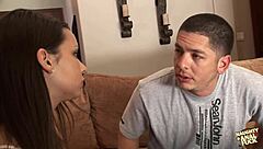 He exploded when she sucked his huge throbbing cock hard!