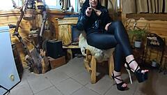 Milfycalla's black jacket and leggings drenched in hot cum preview