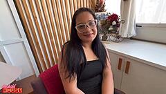 Shy brunette Raquel warms up and gets playful during her intimate ride