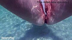 mature shaved pussy creampied deep underwater, feel it pulse?