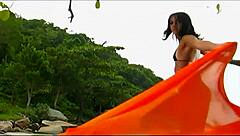 stunning acrobatic beach fuck ends in massive facial cumshot!