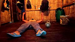 Milf rides cowgirl testing virginity with muscle flexing homemade sex tape