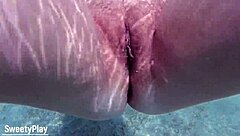 mature shaved pussy creampied deep underwater, feel it pulse?