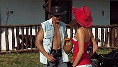 biker pounds curly haired country teen's asshole sucking smelly anal dick outdoor