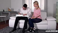 Flexible Russian Teen Jemma Valentine Takes Anal Orgy On Couch