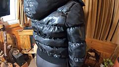 Milfycalla's black jacket and leggings drenched in hot cum preview