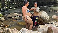 Risky river sex tight pussy cowgirl missionary drip