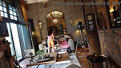 surprise deep throat blowjob from petite hot brunette babe swallowing every drop!