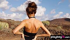 skinny russian brunette taya vai strips nude outdoors teasing shaved pussy