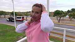 strangers jogging turn into bed partners, her big ass shaking from cowgirl and creampie action