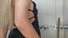 hot transsexual bathroom solo crossdressing tease