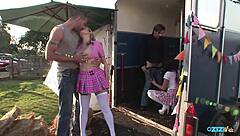 hey busty chicks who orgasms first outdoors in group sex?