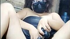 curly latina model masturbates her big pussy with thick dildo craving endless penetration