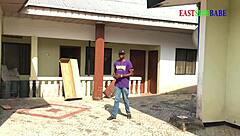 Caught landlord fucking ebony church girl doggystyle outdoors