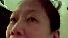 Korean milf deepthroats husband's big white cock pov