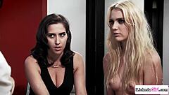 busty artificial models get pussy licked by lesbian scientist lingerie