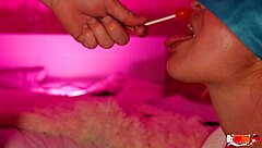 cheating woman tricked in taste game sucks throbbing cock