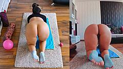 Curvy Milf Naked Yoga Spreads Fat Asshole Worship