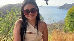 Cute Latina Tourist Cheats with Stranger for Cash Orgasm