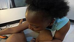 Submissive Black Ebony Slut Jhodez1 Sucks Spits on Big Cock Toy Play POV