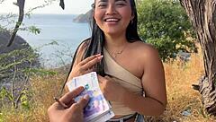 Cute Latina Tourist Cheats with Stranger for Cash Orgasm