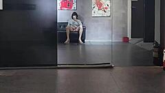 shemale ting xuan long legs heels masturbation outdoor hotel public