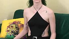 Skinny tall Kit Summers gothic miniskirt black bodysuit photoshoot part 2