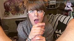 Cute Nerdy Redhead Deepthroats Big Cock With Gagging Sloppy Skills