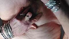 german granny stuffs hairy pussy with dildo cucumber