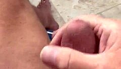 Naked man masturbates wildly in intense solo session!