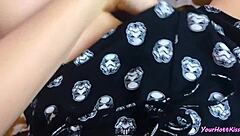 Beauty Watches Porn Caresses Wet Pussy Through Pajamas