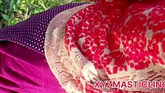 Skinny Indian girlfriend rides tight pussy cowgirl outdoor first time