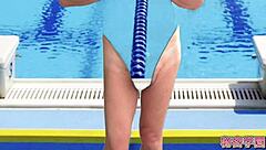 secret pool masturbation in borrowed swimsuit bikini tease