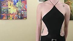 Skinny tall Kit Summers gothic miniskirt black bodysuit photoshoot part 2