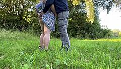 sexy mature milf strips panties jerks cock outdoors