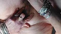 german granny stuffs hairy pussy with dildo cucumber