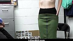 ashley realizes she's caught shoplifting in skirt