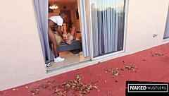 Big Titty European Blonde Gags on 12 Inch Monster Cock