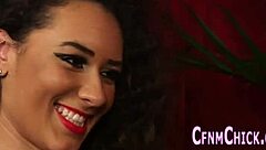 clothed domina teases and controls awkward guy