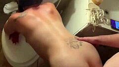 Hooker Pounds Customer Bathroom Cum On Perfect Ass