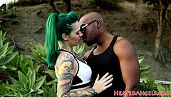 Inked Emo Babe Fucked Interracially Spooning Cowgirl