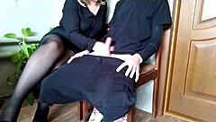 risky handjob tease near juicy mature milf's fat hairy pussy and saggy tits