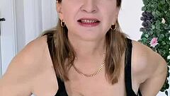 Cheeky granny Maria strips black lingerie in seductive dance