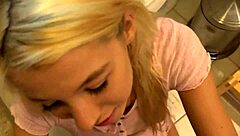 stepbro catches teen peeing, begs for sexy blowjob fuck