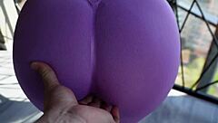 Petite Brunette Stretches In Leggings Before Wild Cowgirl Ride