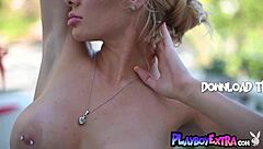 skinny blonde teen elaina vice strips pierced tits outdoors