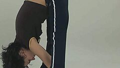 petite russian gymnast babe stretches legs wide showing off her tight pussy