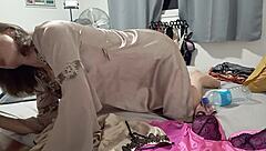 salope in satin panties and pink corset takes pov doggy deepthroat!