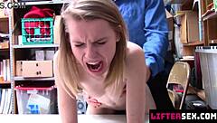 lp officer caught this teen shoplifter and now she's bent over getting monster cock punished hard
