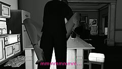 polka dot babe gets kitchen sex action